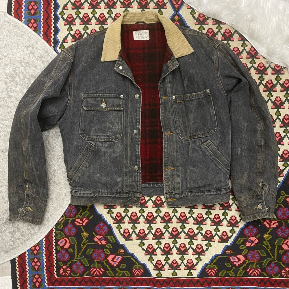 Ralph Lauren Black and Tan Heavyweight Shirt Jacket